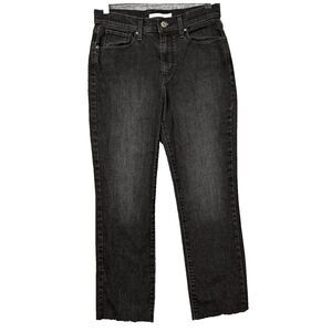 Levis Jeans Womens 29‎ Black 724 High Rise Straight Leg Raw Hem Fits 29x26